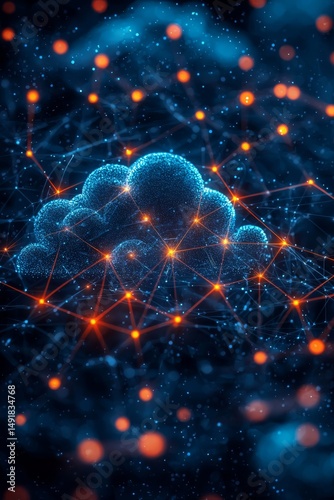 Cloud technology breakthrough digital space abstract art virtual environment close-up view innovation in computing