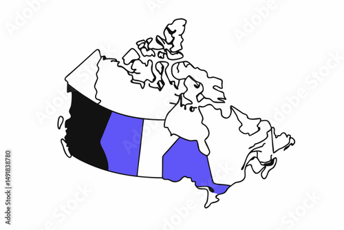 Map of Canada outlined in red and gray shaded to show geographical divisions and enhance visual clarity for educational and design purposes