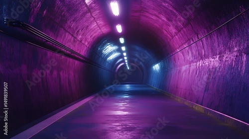Vibrant neon tunnel interior