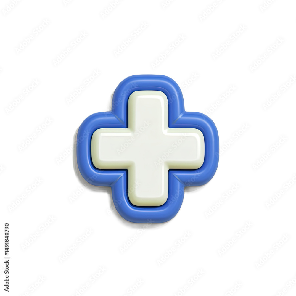 3D Render of a White Cross in a Blue Frame Medical Plus Sign Healthcare Symbol 3D Render of a White Cross in a Blue Frame Medical Plus Sign Healthcare Symbol