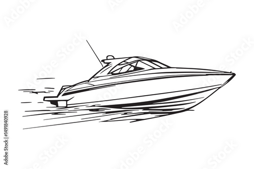 Speedboat line art and black color