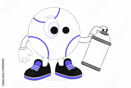 Cute Pink Ball Character with Blue Shoes and a Joyful Expression While Holding an Object Ideal for Kid-Friendly Designs Educational Games or Brand Mascots