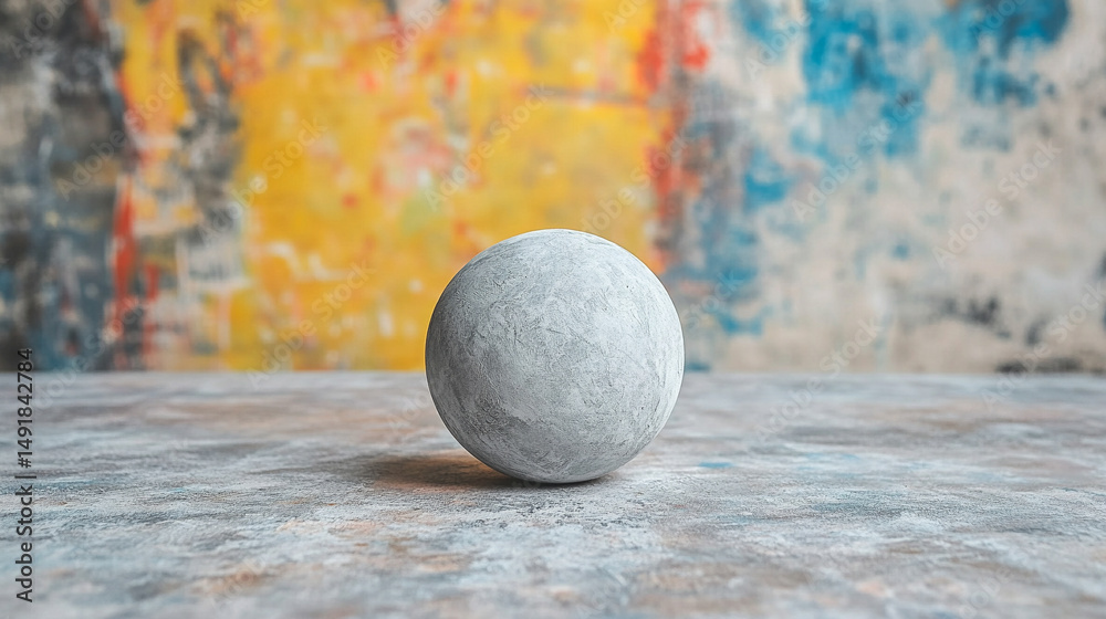 A clumped, imperfect ball of soft grey modeling clay, showcasing natural texture and pliability, set against a blurred clay studio background, evoking creativity, raw materiality, and hands-on artisti A clumped, imperfect ball of soft grey modeling clay, showcasing natural texture and pliability, set against a blurred clay studio background, evoking creativity, raw materiality, and hands-on artisti