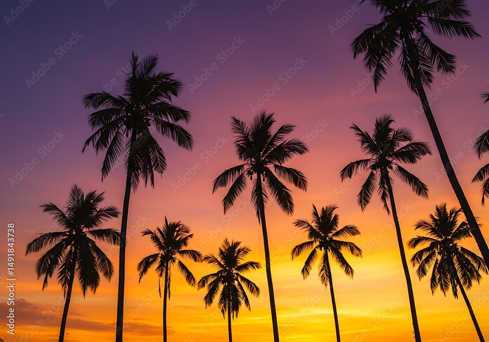 Obraz premium Twilight Palm Symphony AI Generated
