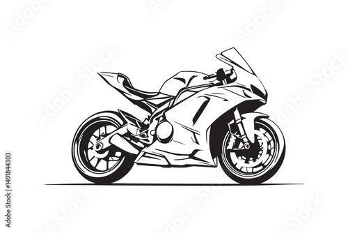 Sports Bike line art and black color