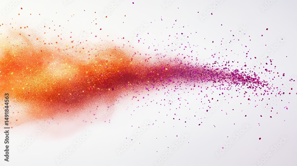 Fototapeta premium Abstract explosion of vibrant orange and purple colored powder