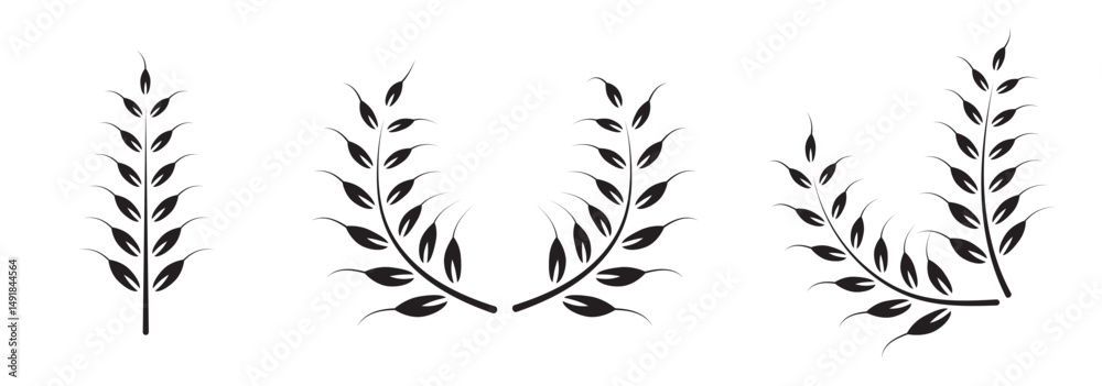 Naklejka premium Wheat ears icon set. vector illustration on white background.