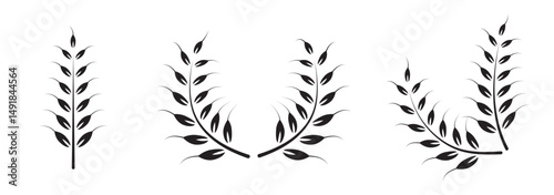 Wheat ears icon set. vector illustration on white background. 