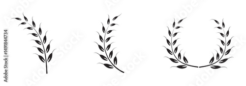 Wheat ears icon set. vector illustration on white background. 