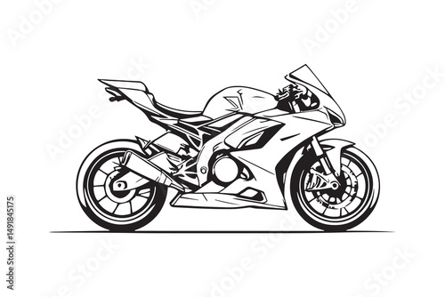 Sports Bike line art and black color