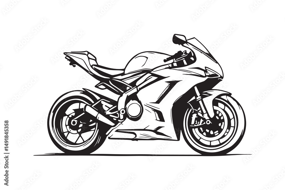 Fototapeta premium Sports Bike line art and black color