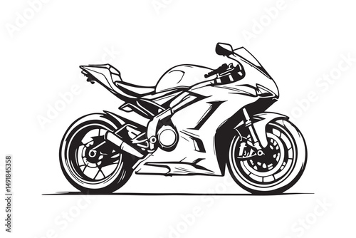 Sports Bike line art and black color