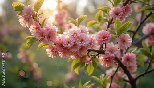 Botany, blossom and mirabelle plum in spring for bright colorful display in season, tree and garden.