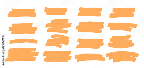 Marker Strokes Background Collection. Hand Drawn Isolated Backdrop Set. 