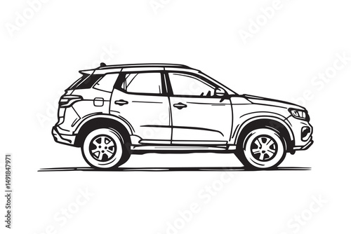 SUV line art and black color