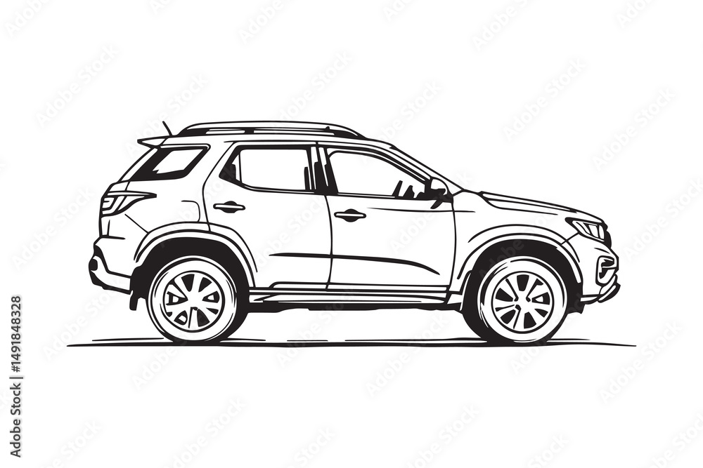 Fototapeta premium SUV line art and black color