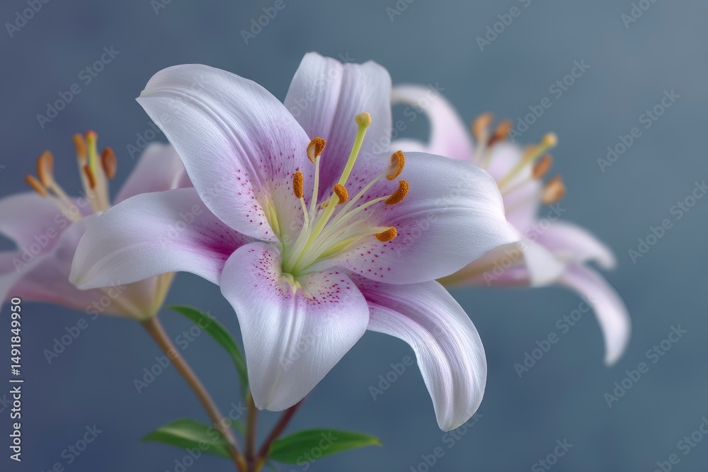 Fototapeta premium Blooming Lily Flowers with Delicate Petals and Stamens