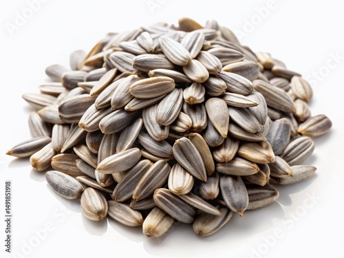 Minimalist Photo: Handful of Sunflower Seeds Isolated on White Background