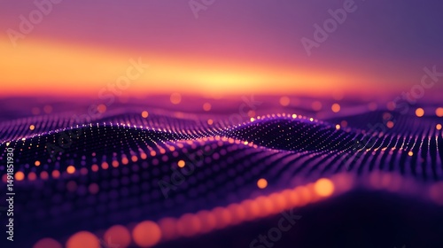 Abstract digital landscape sunset