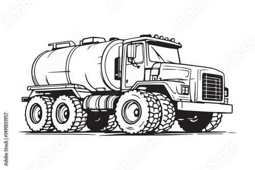 Tanker Truck line art and black color