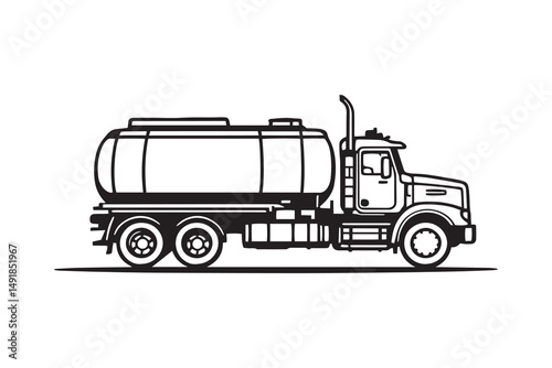 Tanker Truck line art and black color