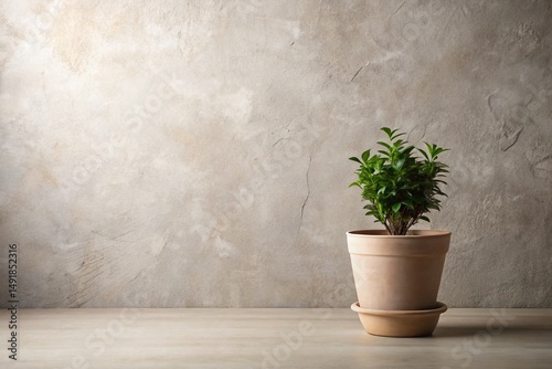 Minimalist Plant Pot Against Textured Wall - Simple Home Decor