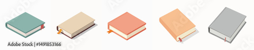 Minimalist Closed Book Illustrations Set - Colorful Flat Design for Educational