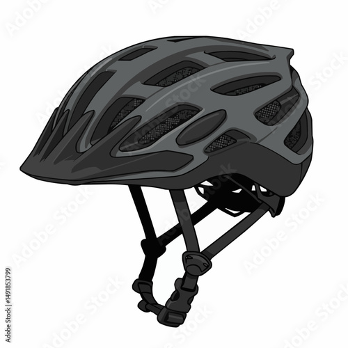 A grey bicycle helmet with vents and a visor, providing safety and protection