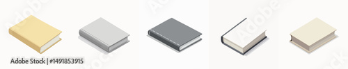 Minimalist Closed Book Illustrations Set - Colorful Flat Design for Educational