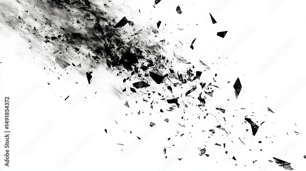 Fototapeta premium Abstract shattered pieces against a white background