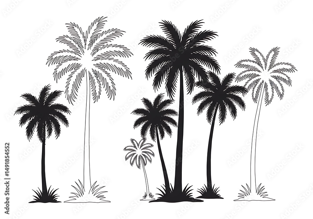 Obraz premium Palm Silhouette Serenade AI Generated