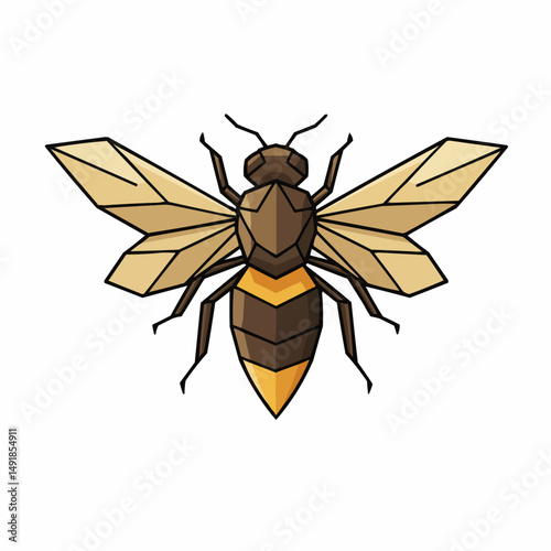Cartoon insect with golden wings and brown body, with a yellow detail