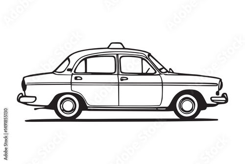 Taxi line art and black color