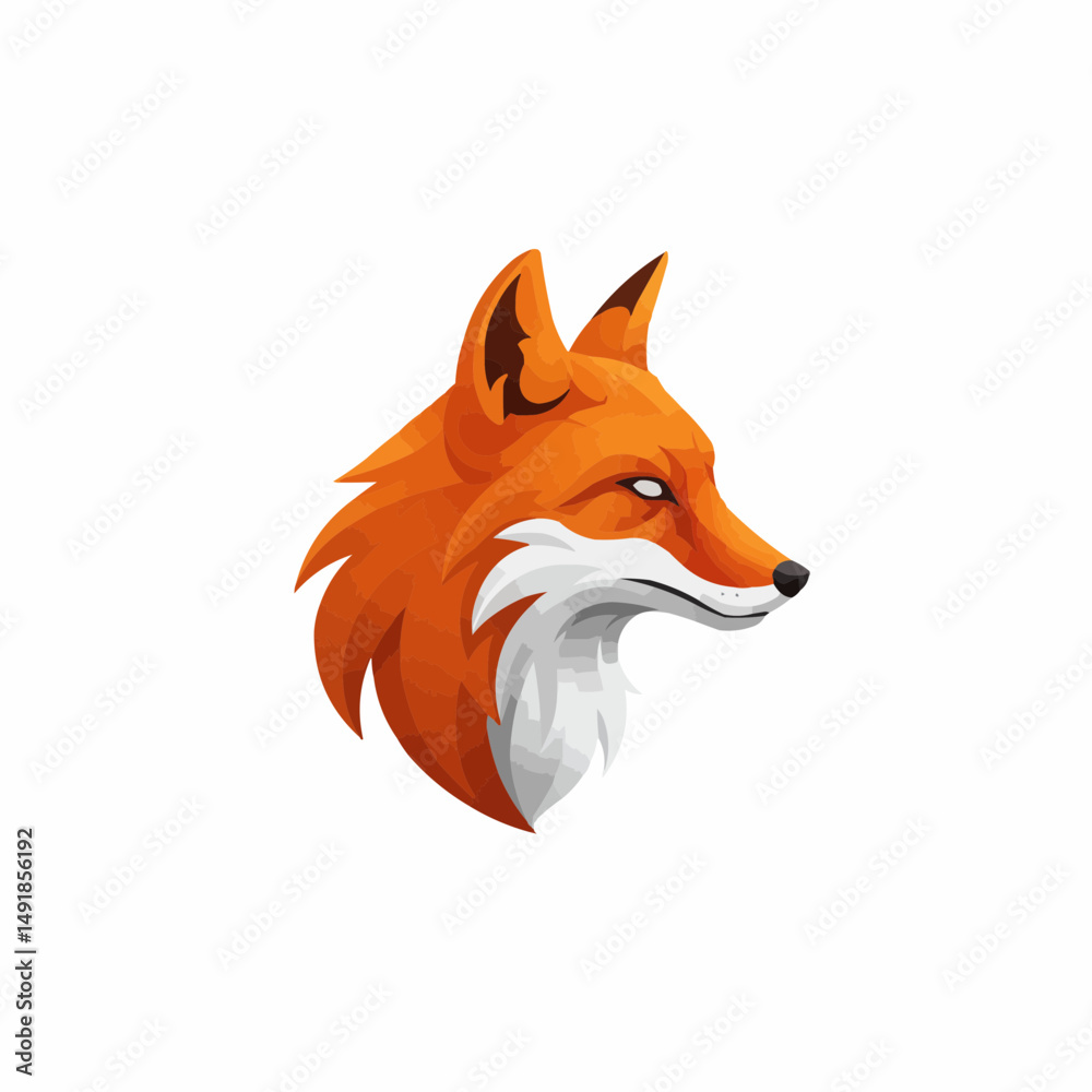 Fototapeta premium Stylized fox head with segmented design on a clean white background, detailed fur