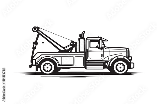 Tow Truck line art and black color