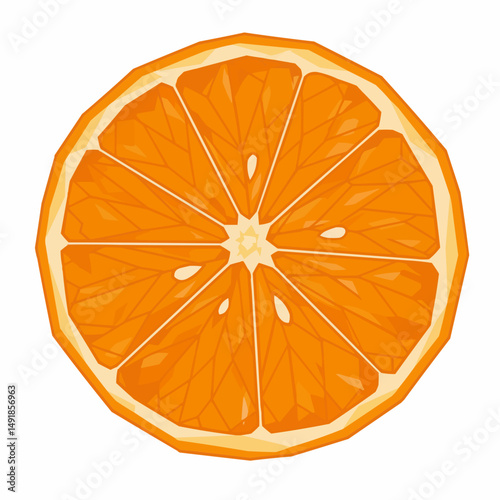 Vivid vector art showing a close-up of a vibrant orange slice