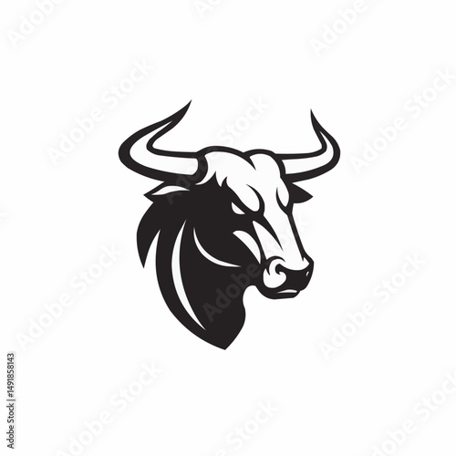 Bold horns stand out in this striking black and white image, powerful with intense detail