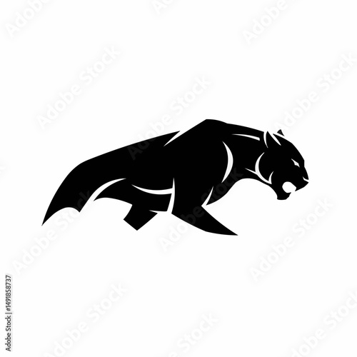 Simplified monochrome image of an animal head, low resolution silhouette
