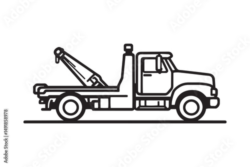 Tow Truck line art and black color