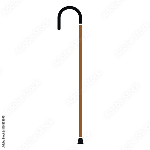 Walking cane icon vector, flat style walking cane icon vector isolated on white background.