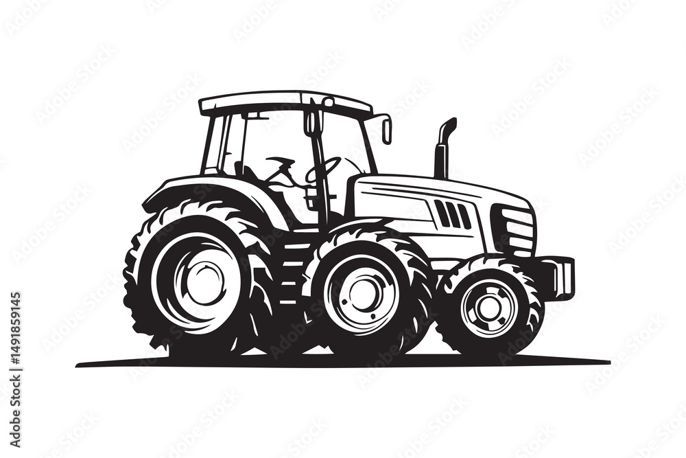 Obraz premium Tractor line art and black color
