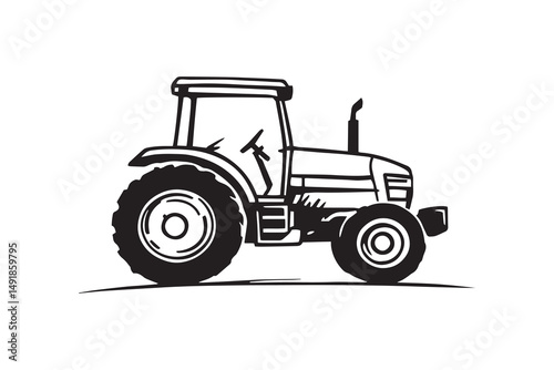 Tractor line art and black color