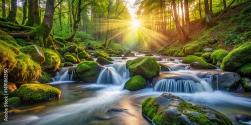 Mountain Stream: Crystal Clear Water Flowing Over Rocks