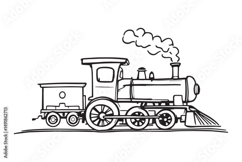 Train line art and black color