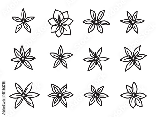 black and white anise food line art for menus