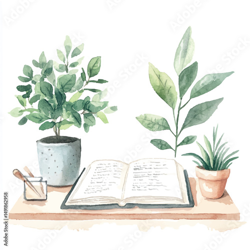 Cute cartoon watercolor A handwritten journal entry