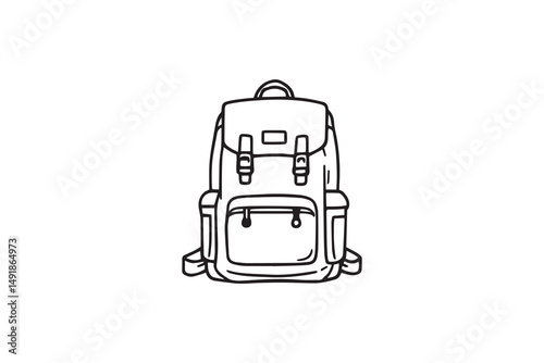 Travel Backpack line art and black color