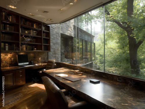 inviting and functional home office space with organized shelving, ergonomic furniture
