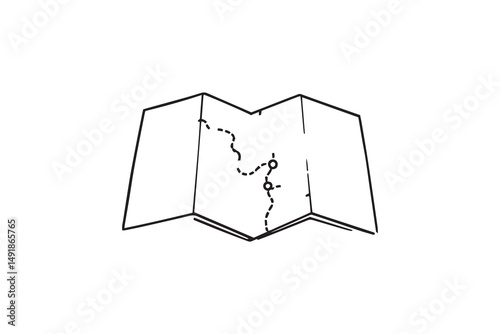 Travel Map line art and black color 