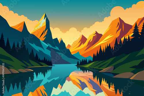 sunset in the mountains